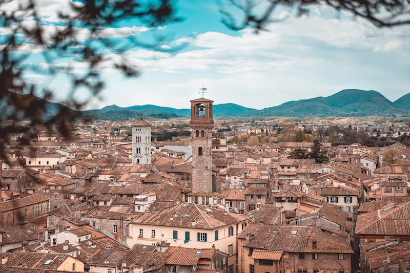 Overview of Lucca in Tuscany, Italy